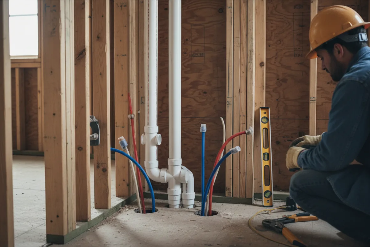 Drain and supply rough-in during Sump Pump Repair in Oglesby