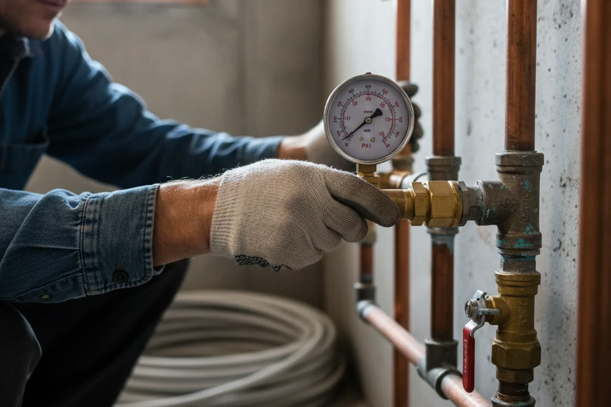 Pressure testing a repaired line during Water Line Repair in Oglesby