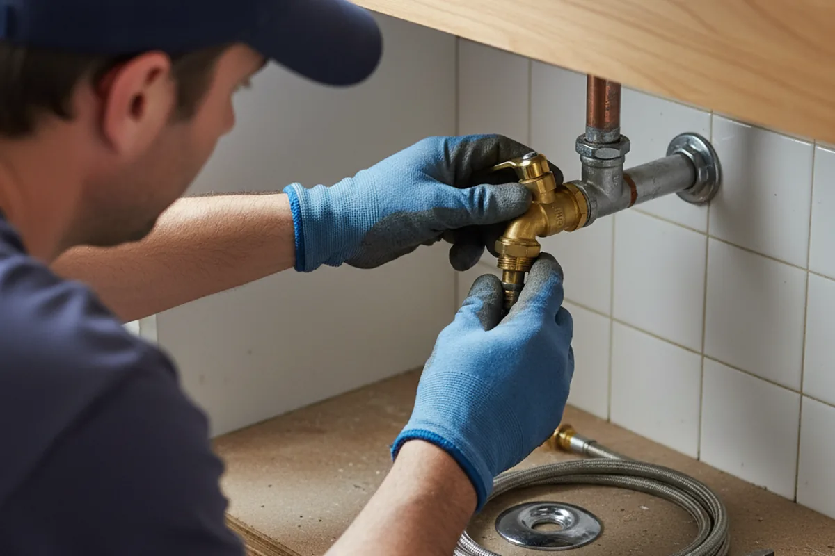 Shutoff valve and fitting work during Burst Pipe Repair in Oglesby